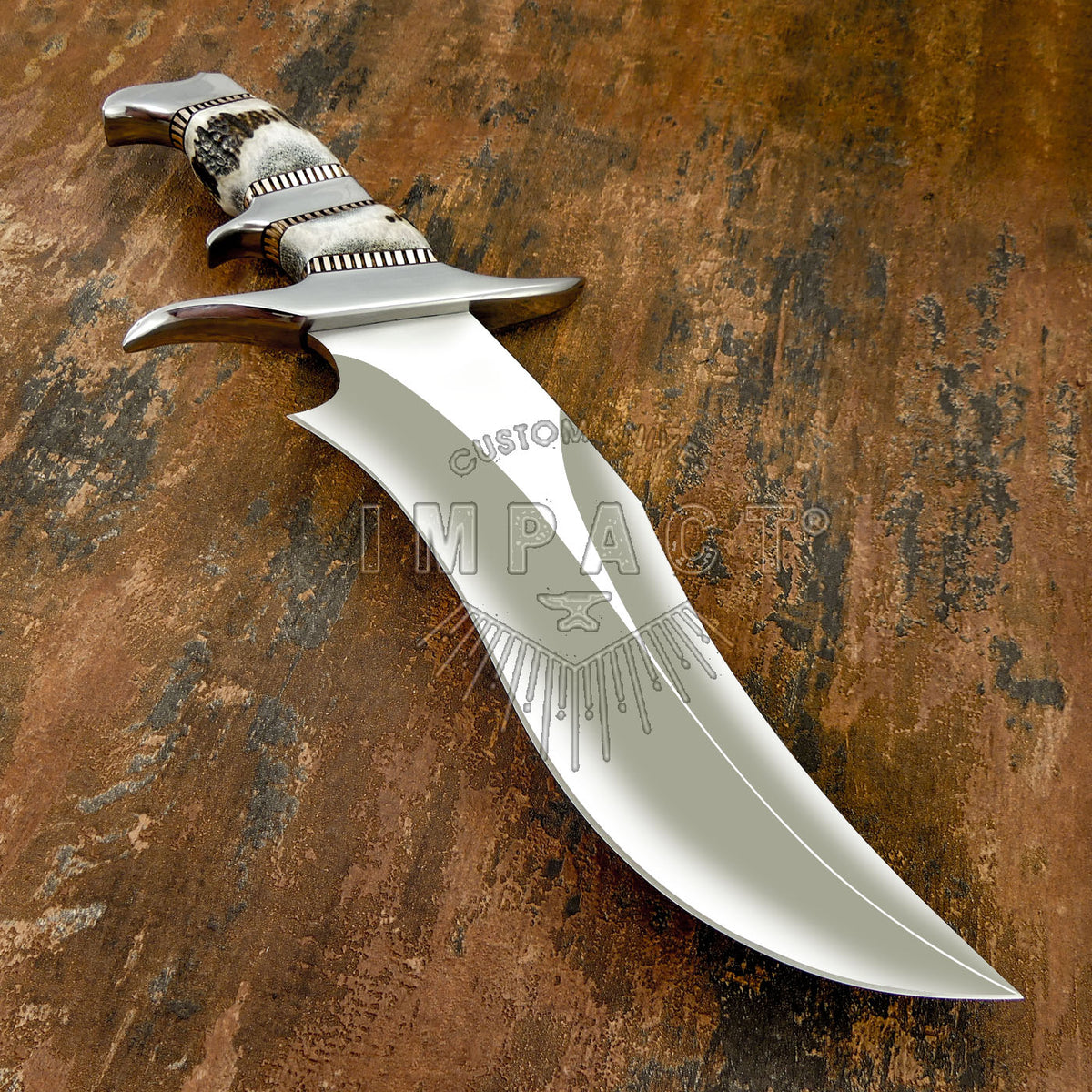 IMPACT CUTLERY RARE CUSTOM FULL TANG BOWIE KNIFE DAGGER BULL - Inspire  Uplift