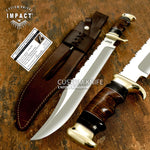 CROCODILE DUNDEE  CUSTOM BOWIE KNIFE BY IMPACT CUTLERY UK, STACKED LEATHER HANDLE