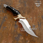 IMPACT CUTLERY RARE CUSTOM FULL TANG BUSHCRAFT SKINNING KNIFE | HORN | ENGRAVING