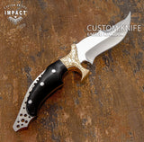 IMPACT CUTLERY RARE CUSTOM FULL TANG BUSHCRAFT SKINNING KNIFE | HORN | ENGRAVING