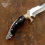 IMPACT CUTLERY RARE CUSTOM FULL TANG BUSHCRAFT SKINNING KNIFE | HORN | ENGRAVING