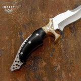 IMPACT CUTLERY RARE CUSTOM FULL TANG BUSHCRAFT SKINNING KNIFE | HORN | ENGRAVING