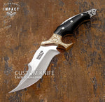 IMPACT CUTLERY RARE CUSTOM FULL TANG BUSHCRAFT SKINNING KNIFE | HORN | ENGRAVING