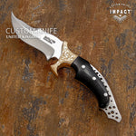 IMPACT CUTLERY RARE CUSTOM FULL TANG BUSHCRAFT SKINNING KNIFE | HORN | ENGRAVING