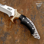 IMPACT CUTLERY RARE CUSTOM FULL TANG BUSHCRAFT SKINNING KNIFE | HORN | ENGRAVING