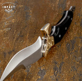 IMPACT CUTLERY RARE CUSTOM FULL TANG BUSHCRAFT SKINNING KNIFE | HORN | ENGRAVING