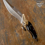 IMPACT CUTLERY RARE CUSTOM FULL TANG BUSHCRAFT SKINNING KNIFE | HORN | ENGRAVING