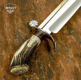 IMPACT CUTLERY RARE CUSTOM D2 HEAVY DUTY MASSIVE BOWIE KNIFE CROWN ANTLER